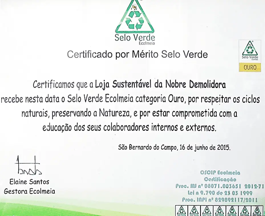 Certificado Loja Sustentável